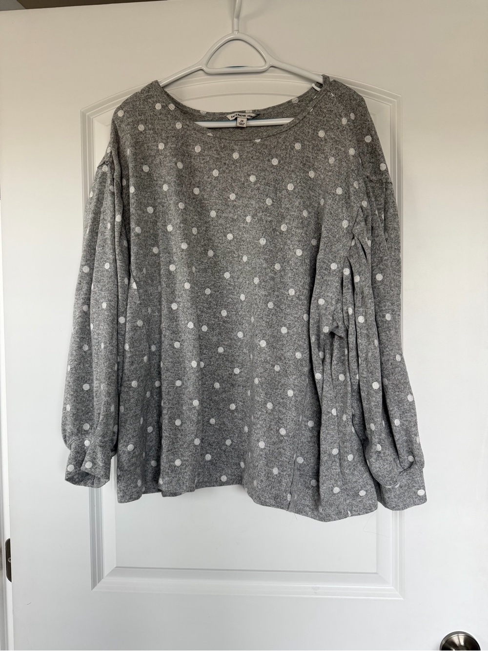 Zac & Rachel Gray Polka Dot Balloon-Sleeve Sweatshirt